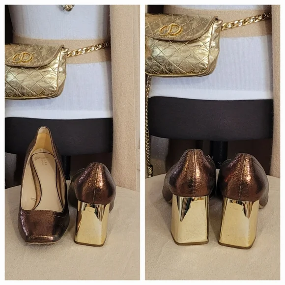 Bronze Block Heel Pumps / 39 - Picture 7 of 9